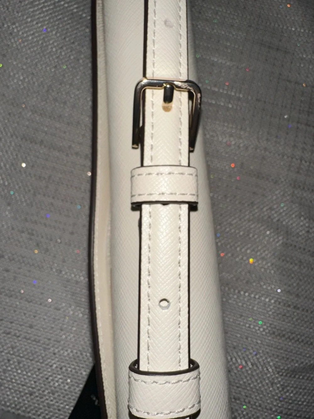 kate spade Staci Meringue Ivory Gold Tone Saffiano Leather Small Hobo Bag